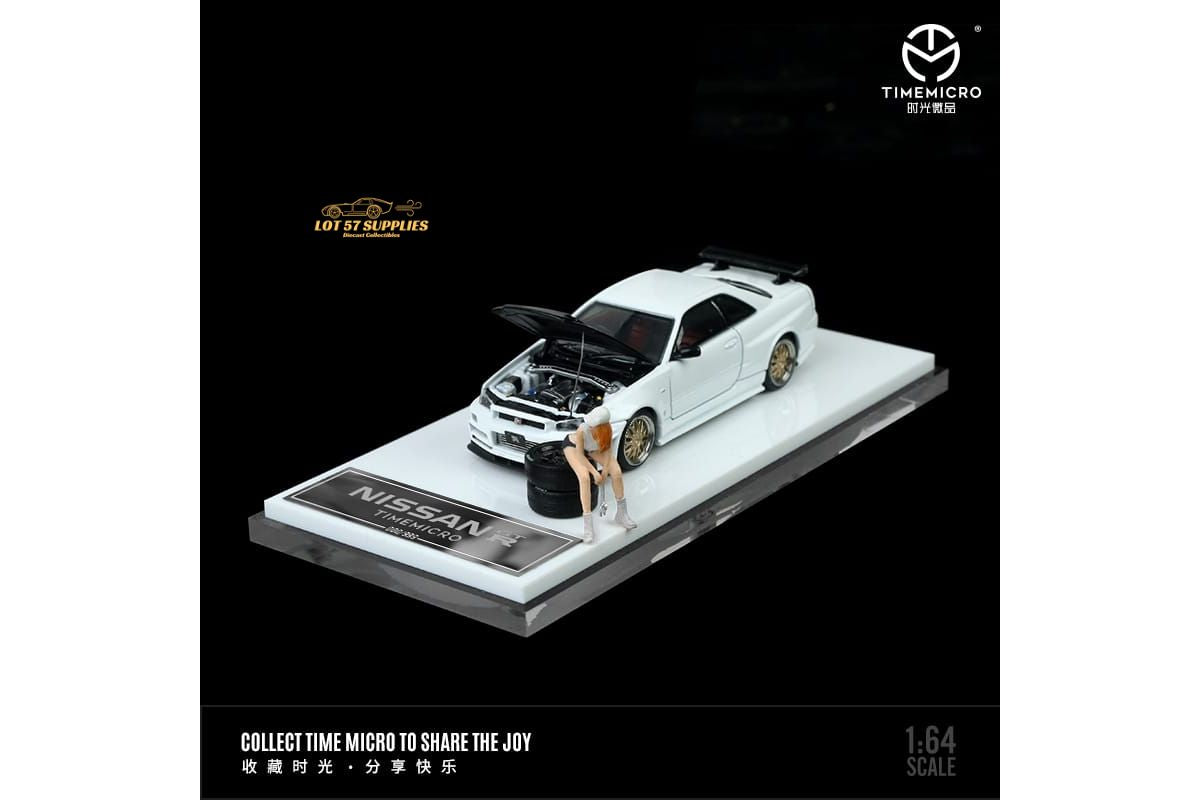 TimeMicro Nissan Skyline GTR-R34 Z-Tune White 1:64-0