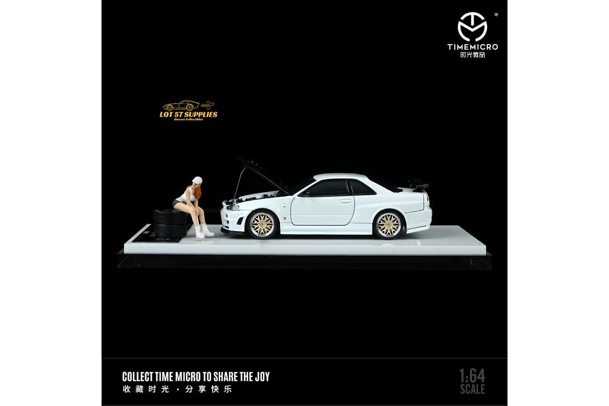 TimeMicro Nissan Skyline GTR-R34 Z-Tune White 1:64-2