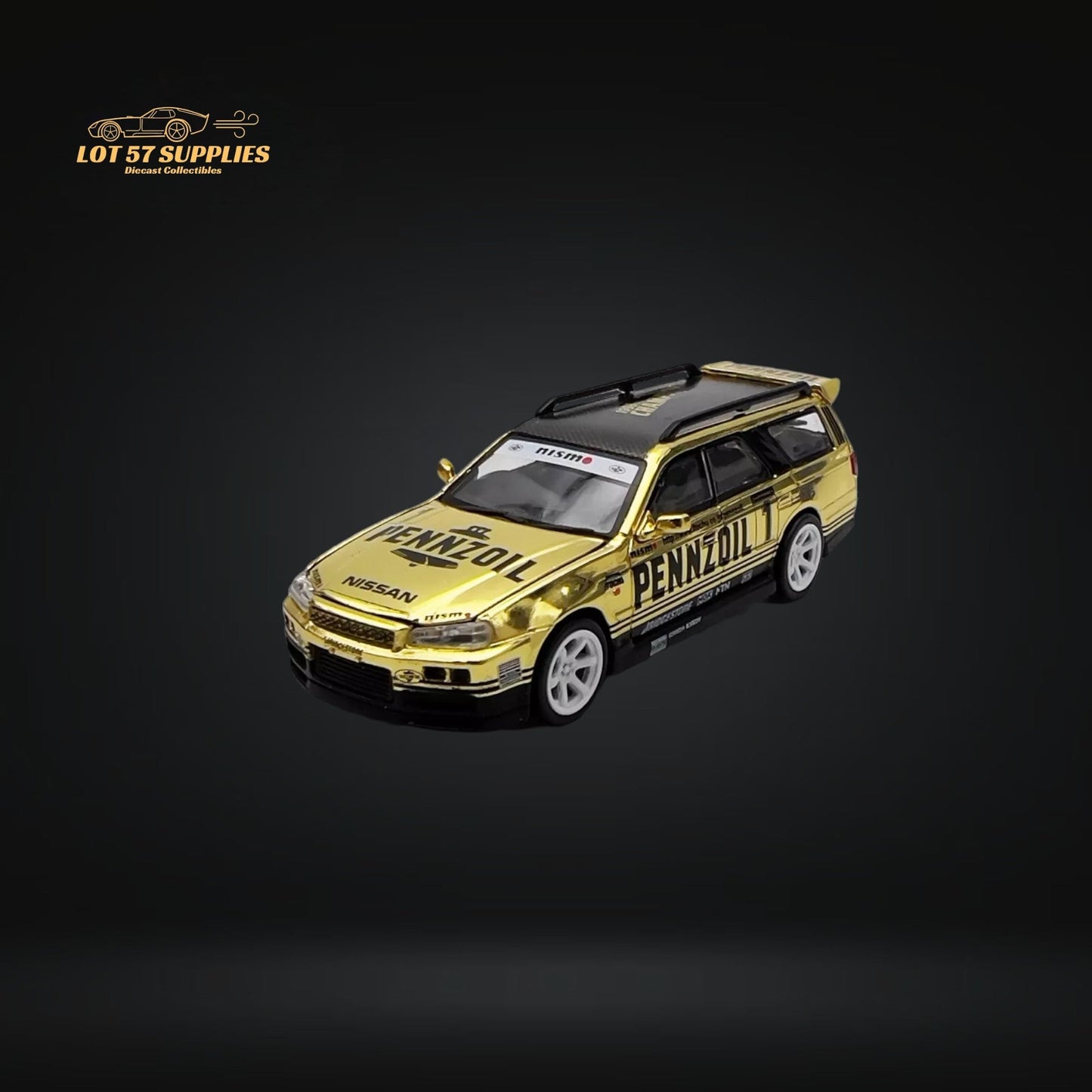 Pop Race Nissan Stagea R34 Gold Chrome PR640057 1:64-4