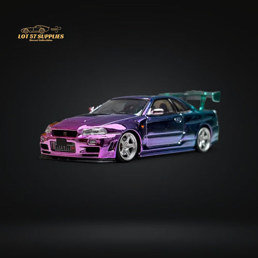 Fuji Skyline GT-R R34 Nismo Z-Tune High Wing Gradient Purple 1:64-0