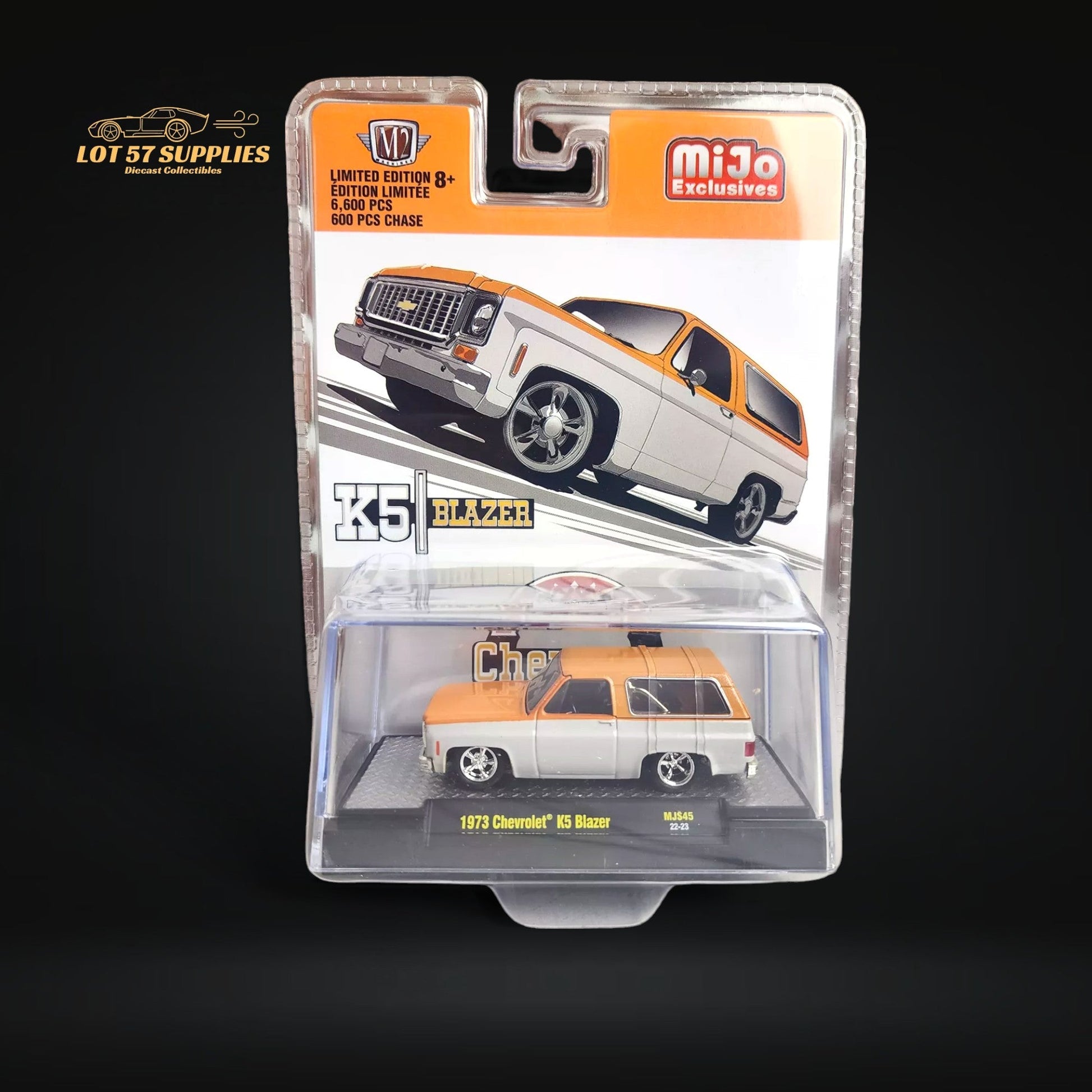 M2 Machines 1973 Chevrolet K5 Blazer With Removeable Hardtop - Orange/White 1:64-0