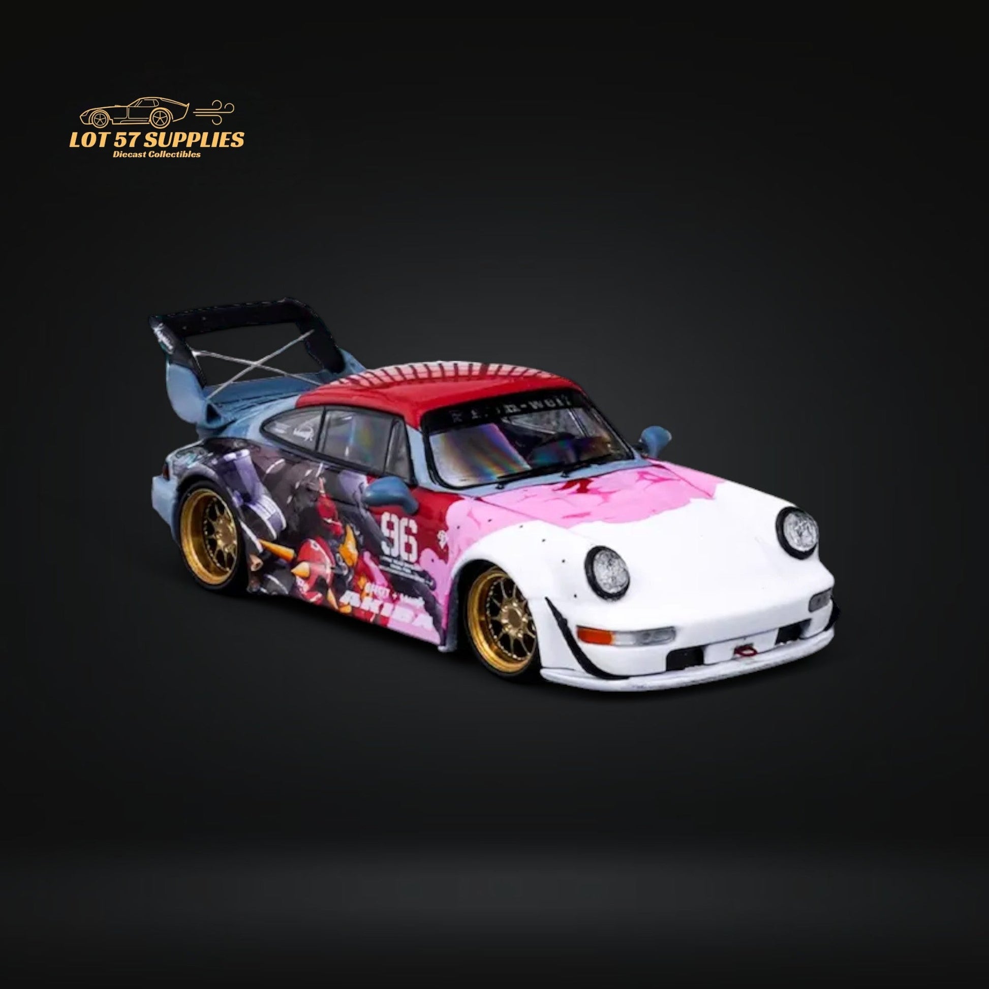 King Model Porsche RWB964 Akiba Mecha livery #96 Gold Rims 1:64 Limited to 499 Pcs-1