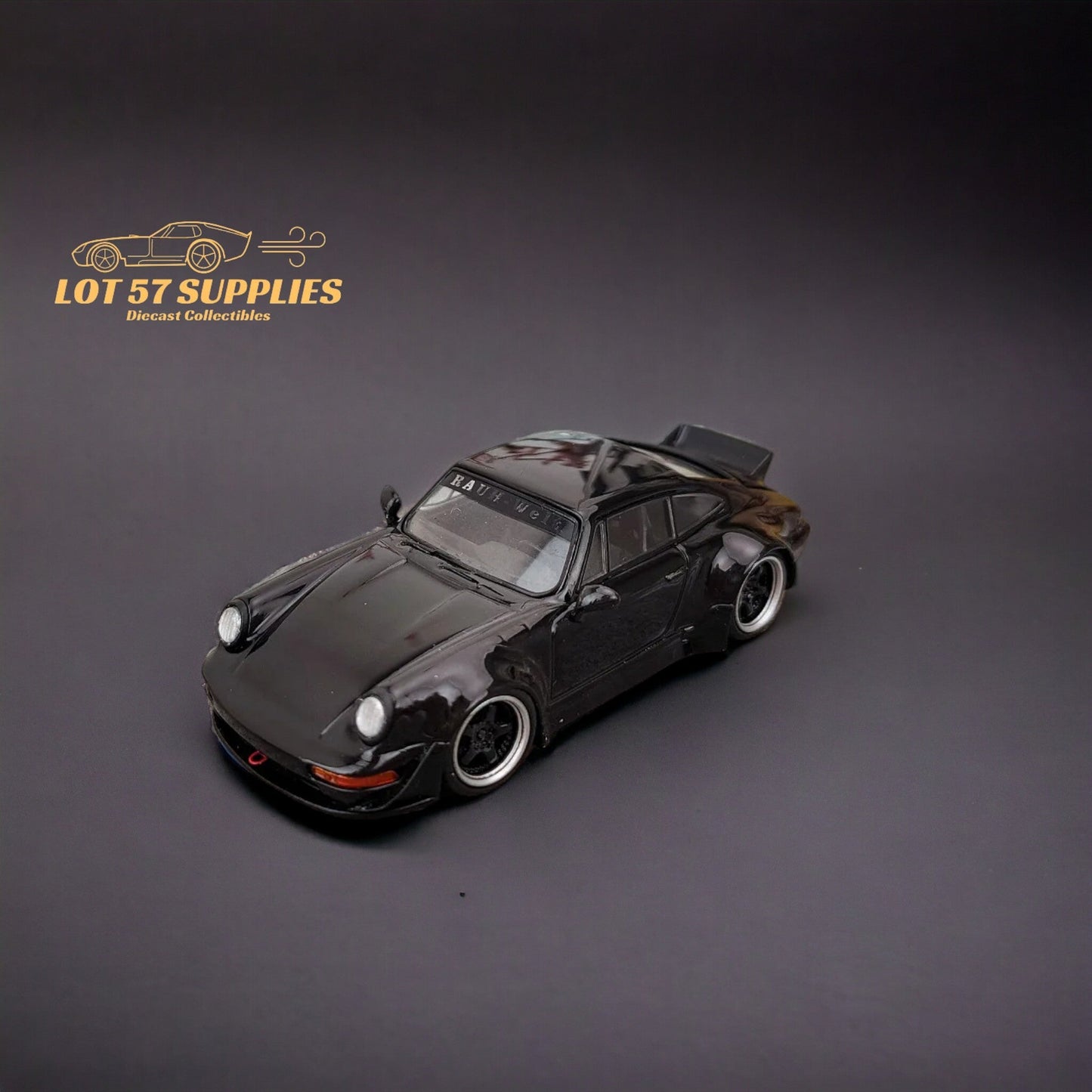 Flame Porsche 964 RWB Ducktail in Gloss Black 1:64-1