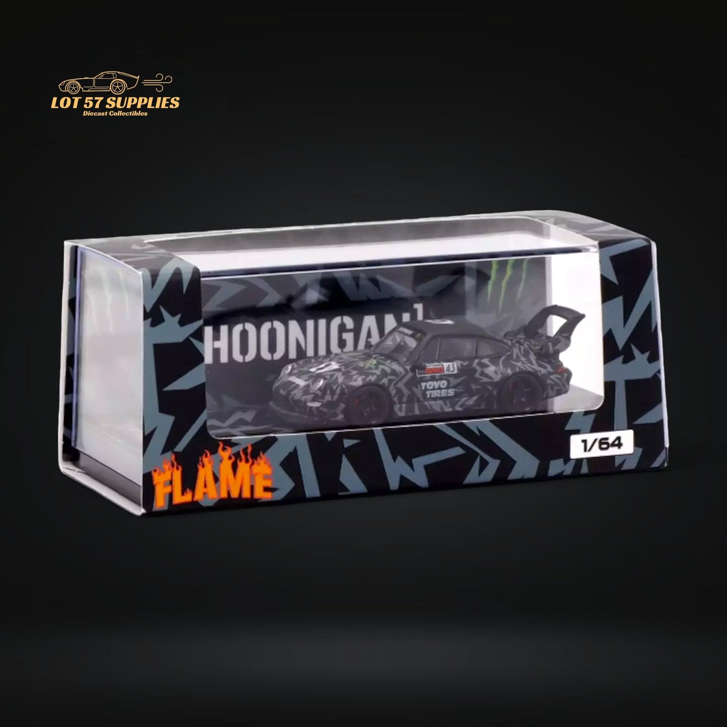 Flame Porsche RWB 993 Hooni #43 Black Livery 1:64-3