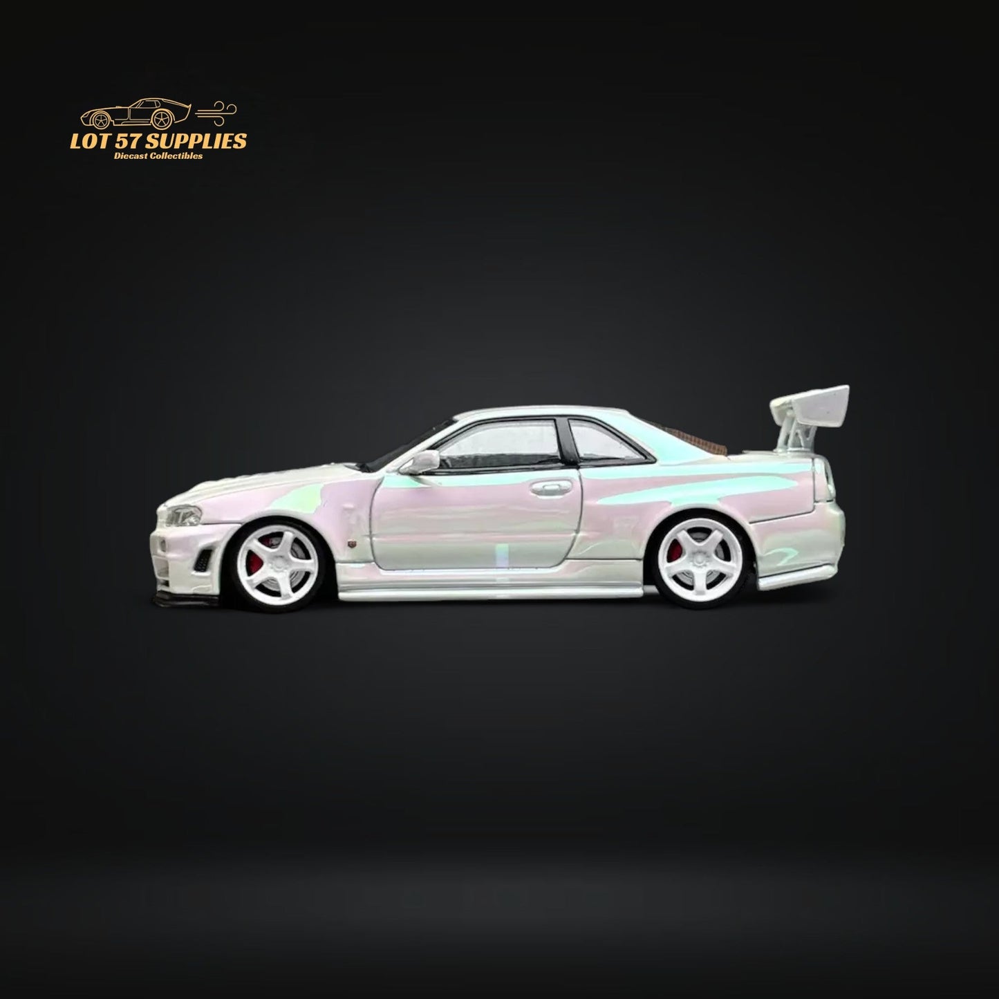 Fuji Skyline GT-R R34 Nismo Z-Tune High Wing White Pearl 1:64-2