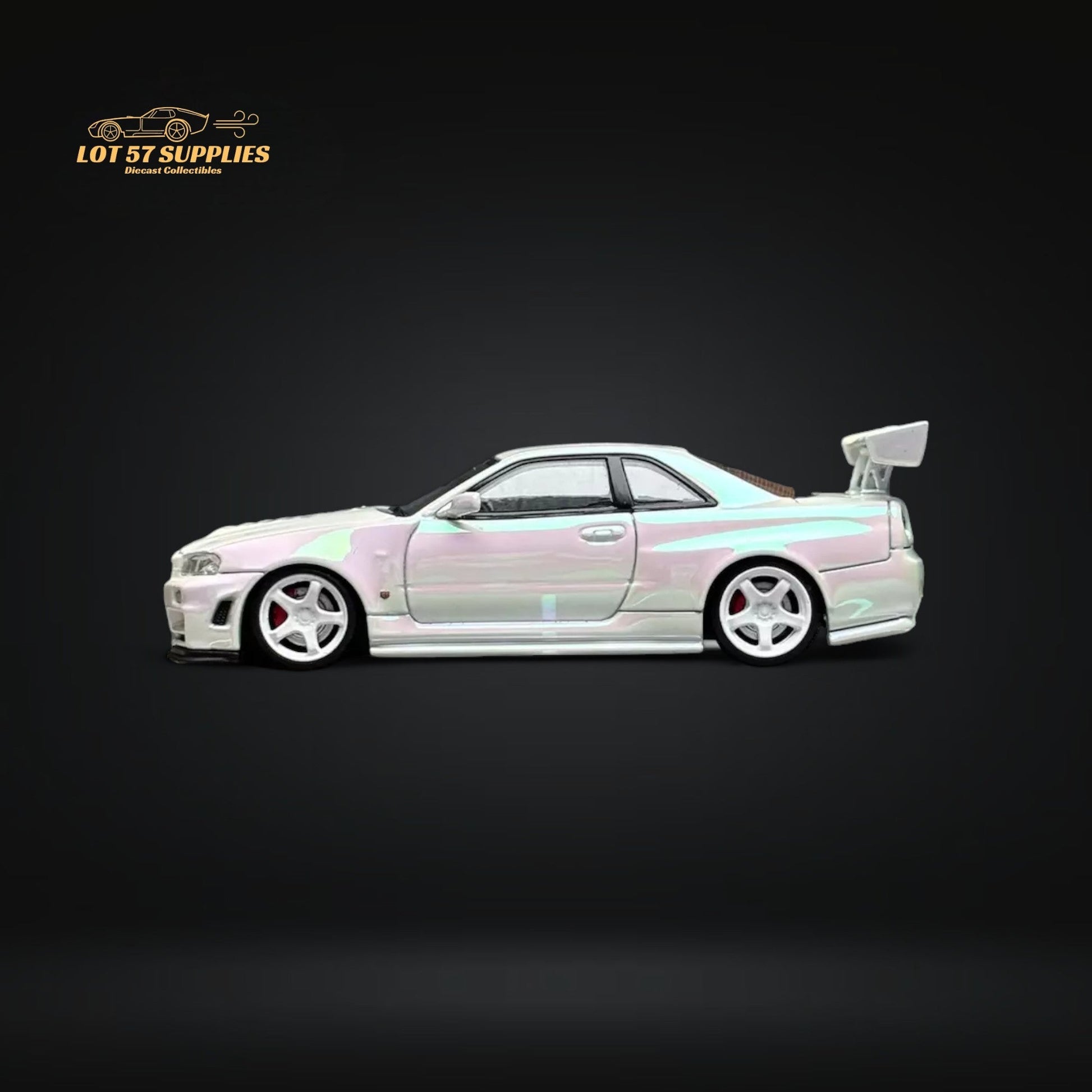 Fuji Skyline GT-R R34 Nismo Z-Tune High Wing White Pearl 1:64-2