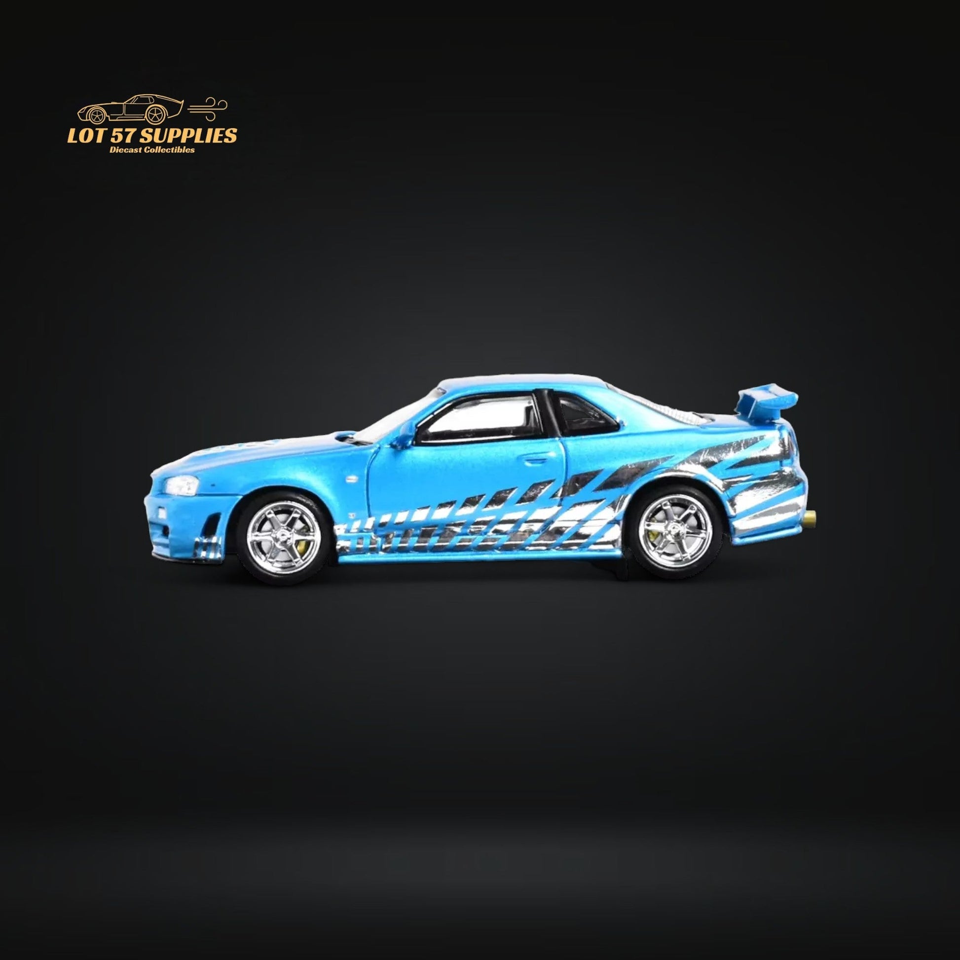 Stance Hunters Skyline GT-R R34 Z-Tune Guru Chrome Blue 888pcs 1:64-1