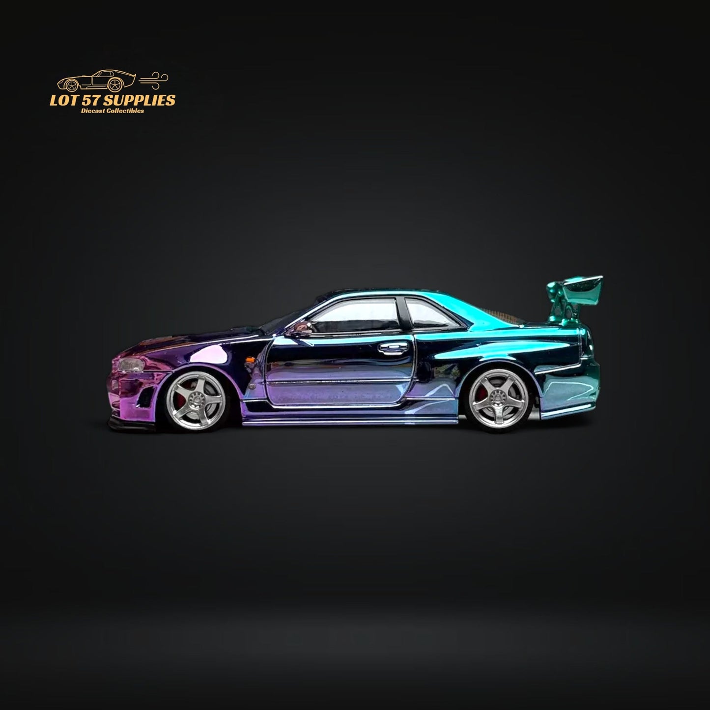 Fuji Skyline GT-R R34 Nismo Z-Tune High Wing Gradient Purple 1:64-2