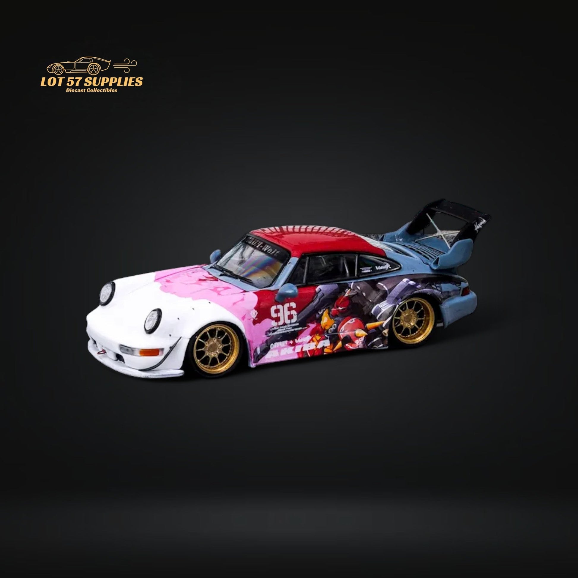 King Model Porsche RWB964 Akiba Mecha livery #96 Gold Rims 1:64 Limited to 499 Pcs-3