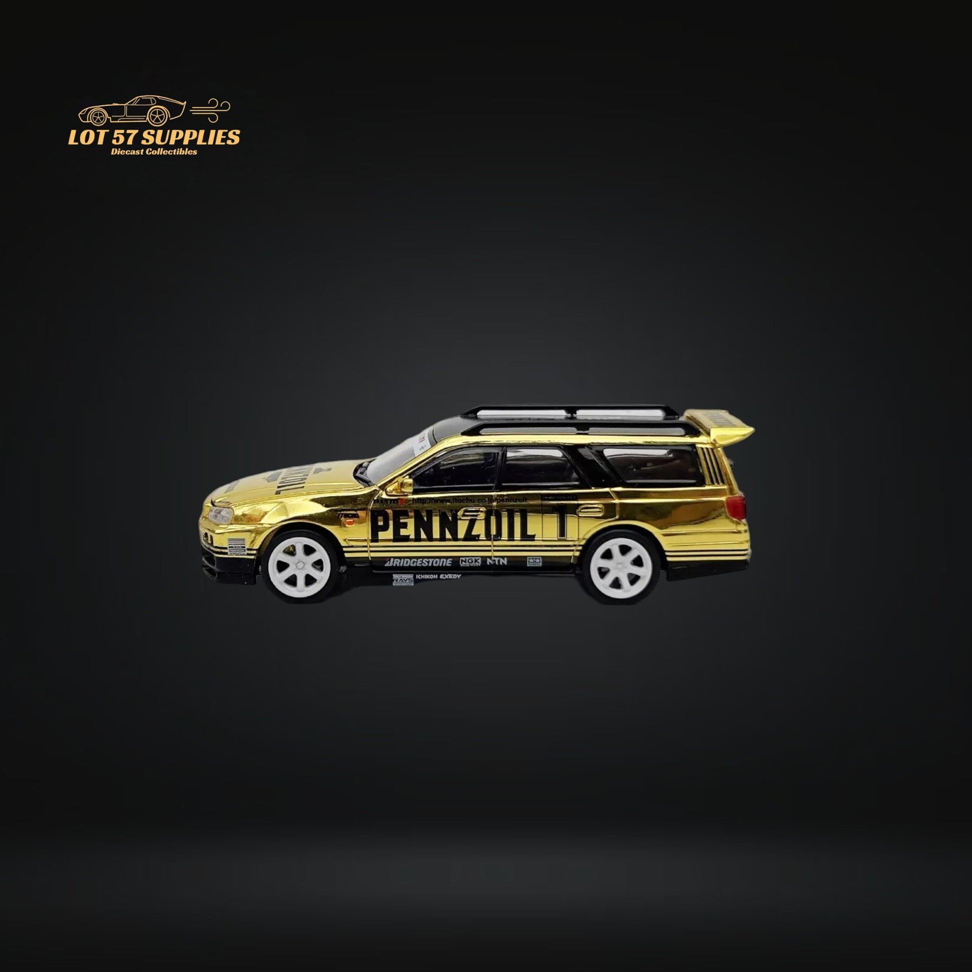 Pop Race Nissan Stagea R34 Gold Chrome PR640057 1:64-3