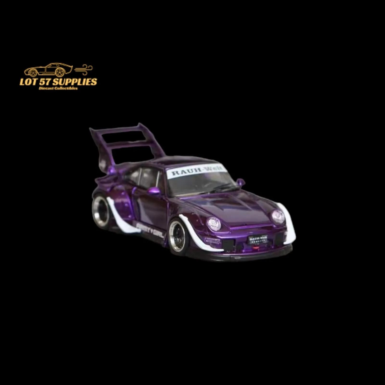 Street Weapon Porsche RWB 993 PURPLE ARMY GIRL GT HIGH WING 1:64-3