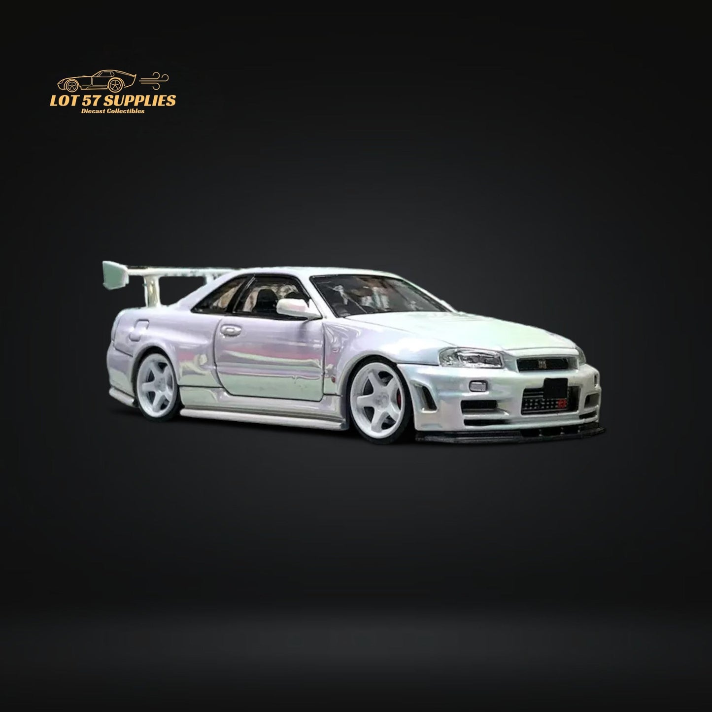 Fuji Skyline GT-R R34 Nismo Z-Tune High Wing White Pearl 1:64-3