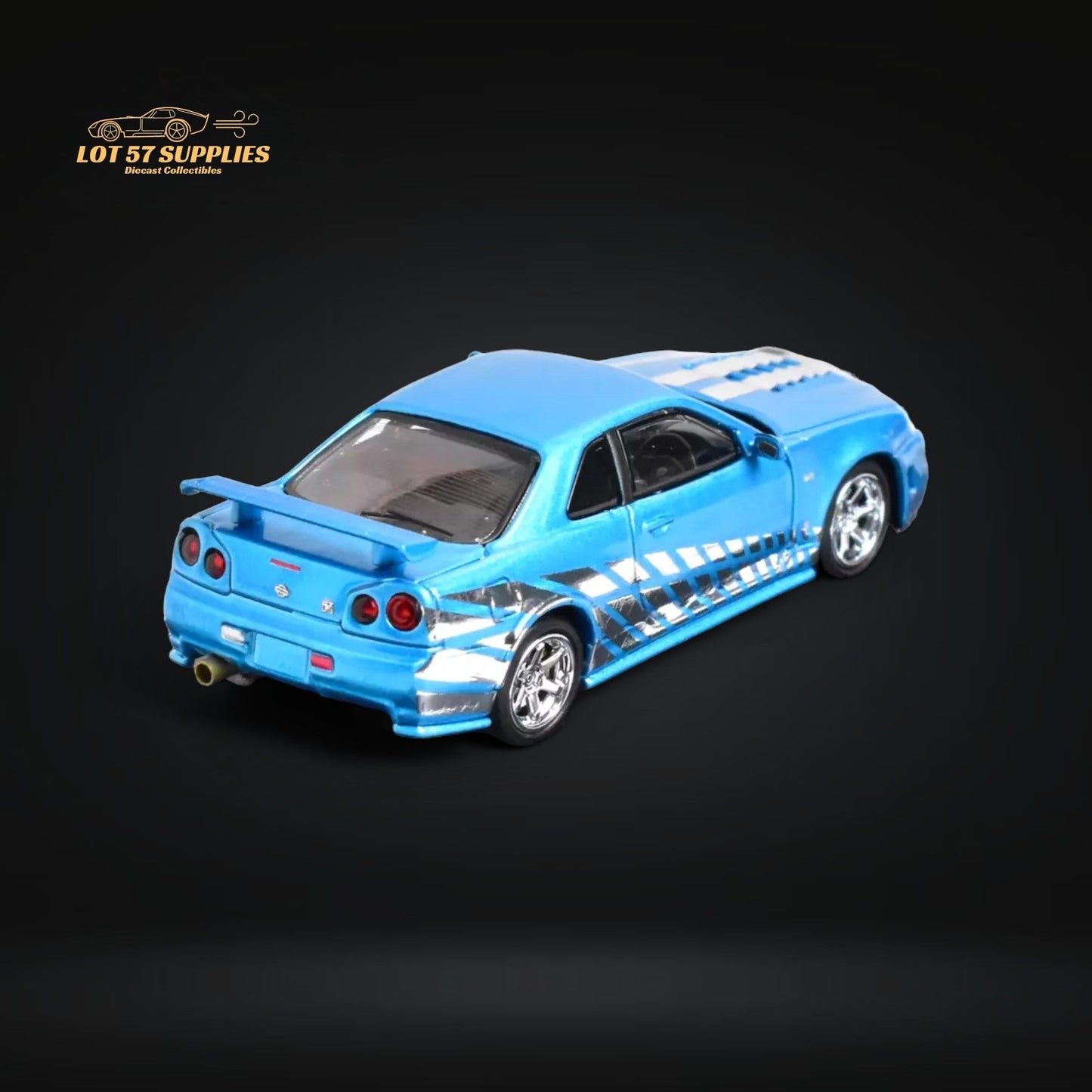 Stance Hunters Skyline GT-R R34 Z-Tune Guru Chrome Blue 888pcs 1:64-2