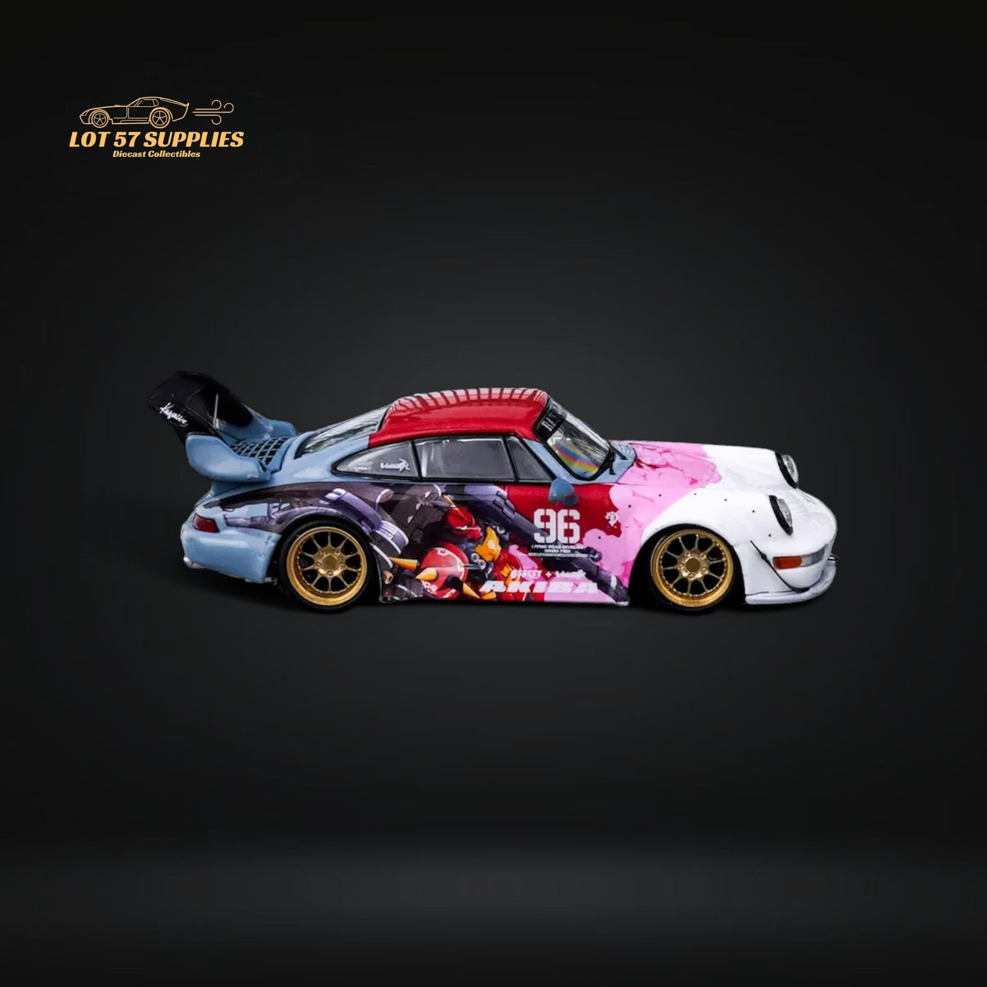 King Model Porsche RWB964 Akiba Mecha livery #96 Gold Rims 1:64 Limited to 499 Pcs-4