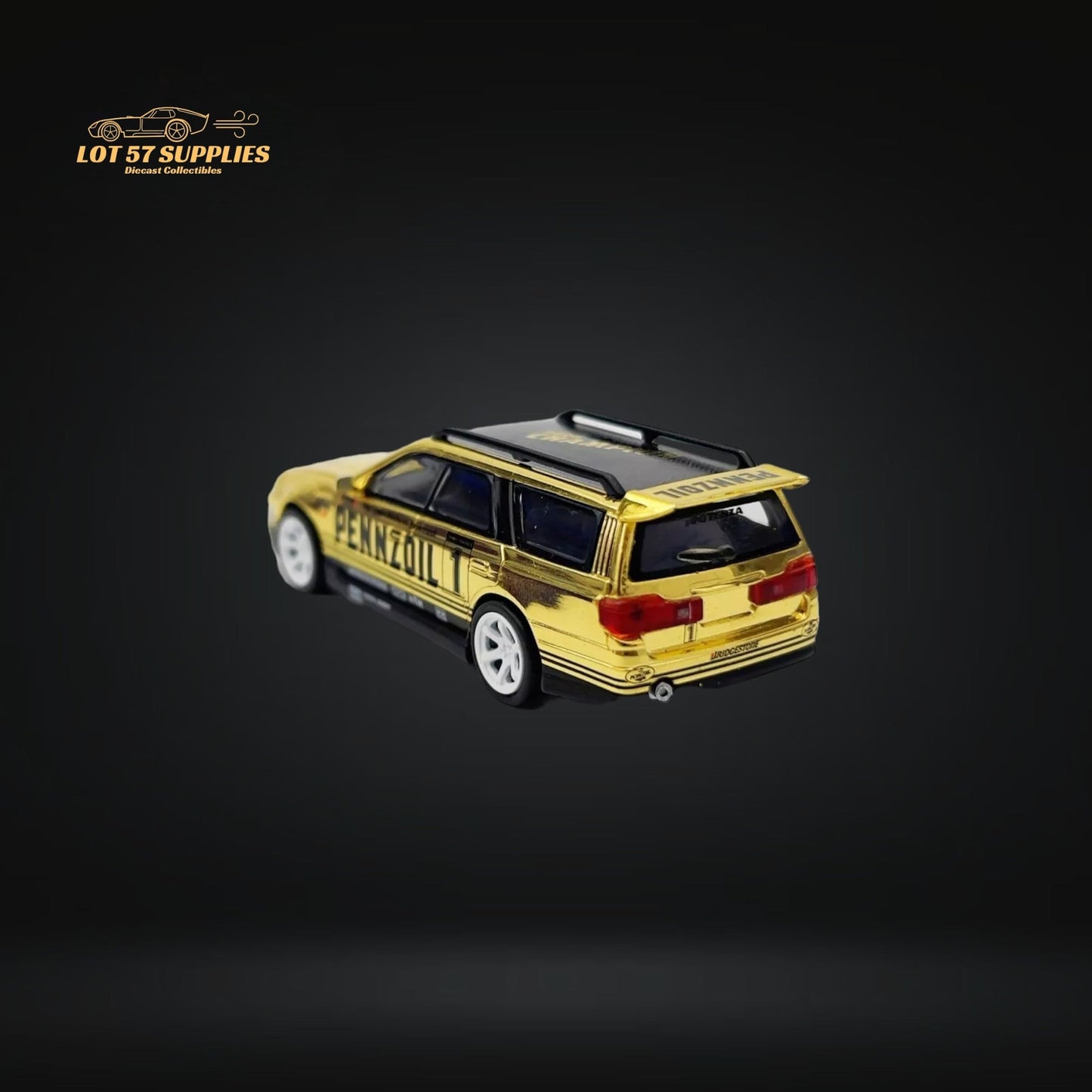 Pop Race Nissan Stagea R34 Gold Chrome PR640057 1:64-1