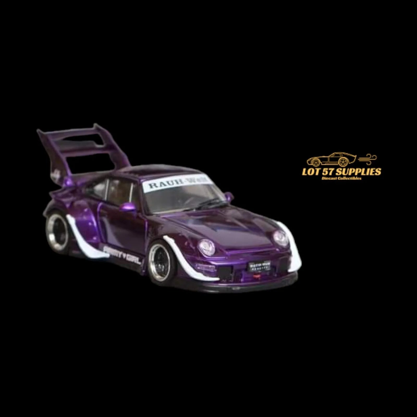 Street Weapon Porsche RWB 993 PURPLE ARMY GIRL GT HIGH WING 1:64-1