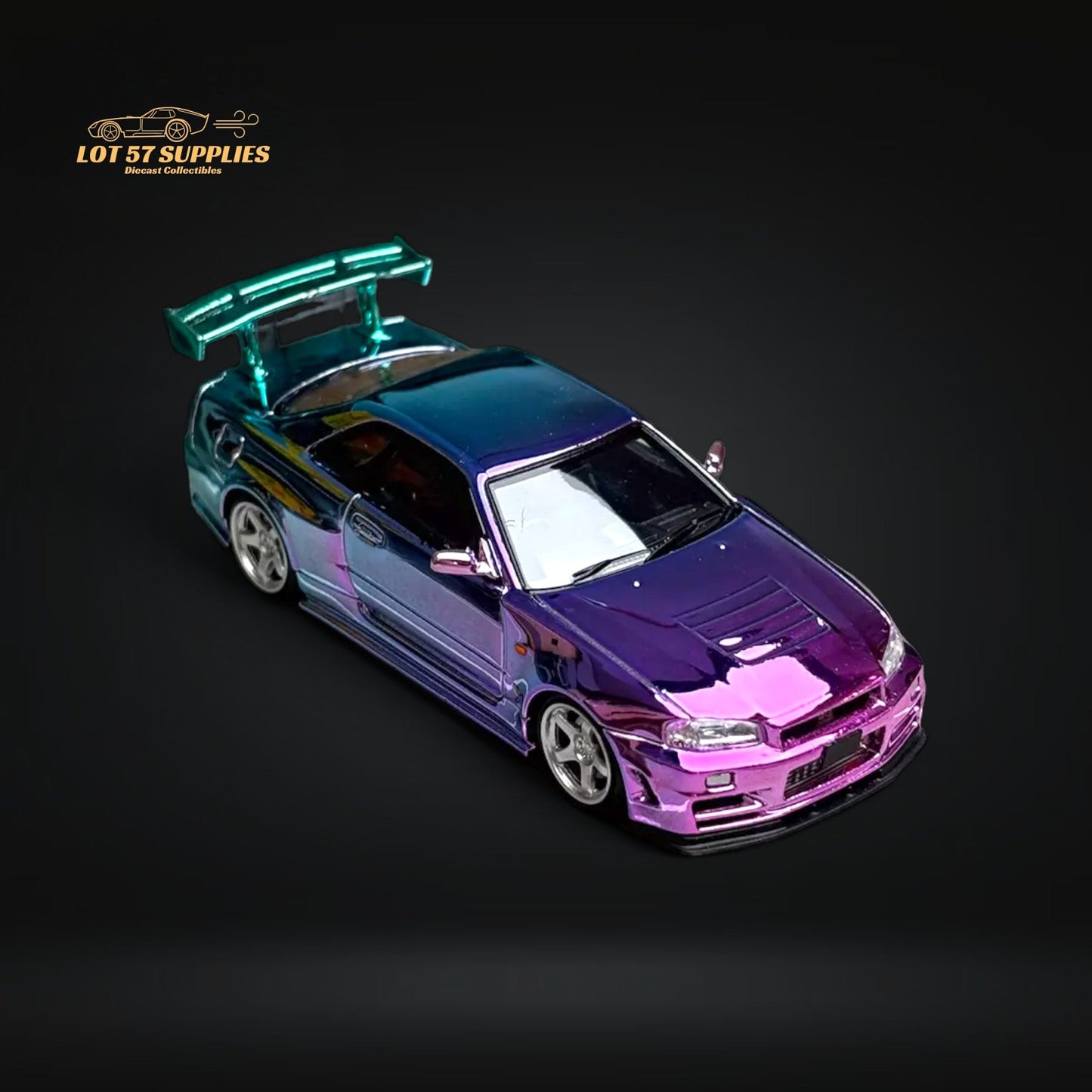 Fuji Skyline GT-R R34 Nismo Z-Tune High Wing Gradient Purple 1:64-1