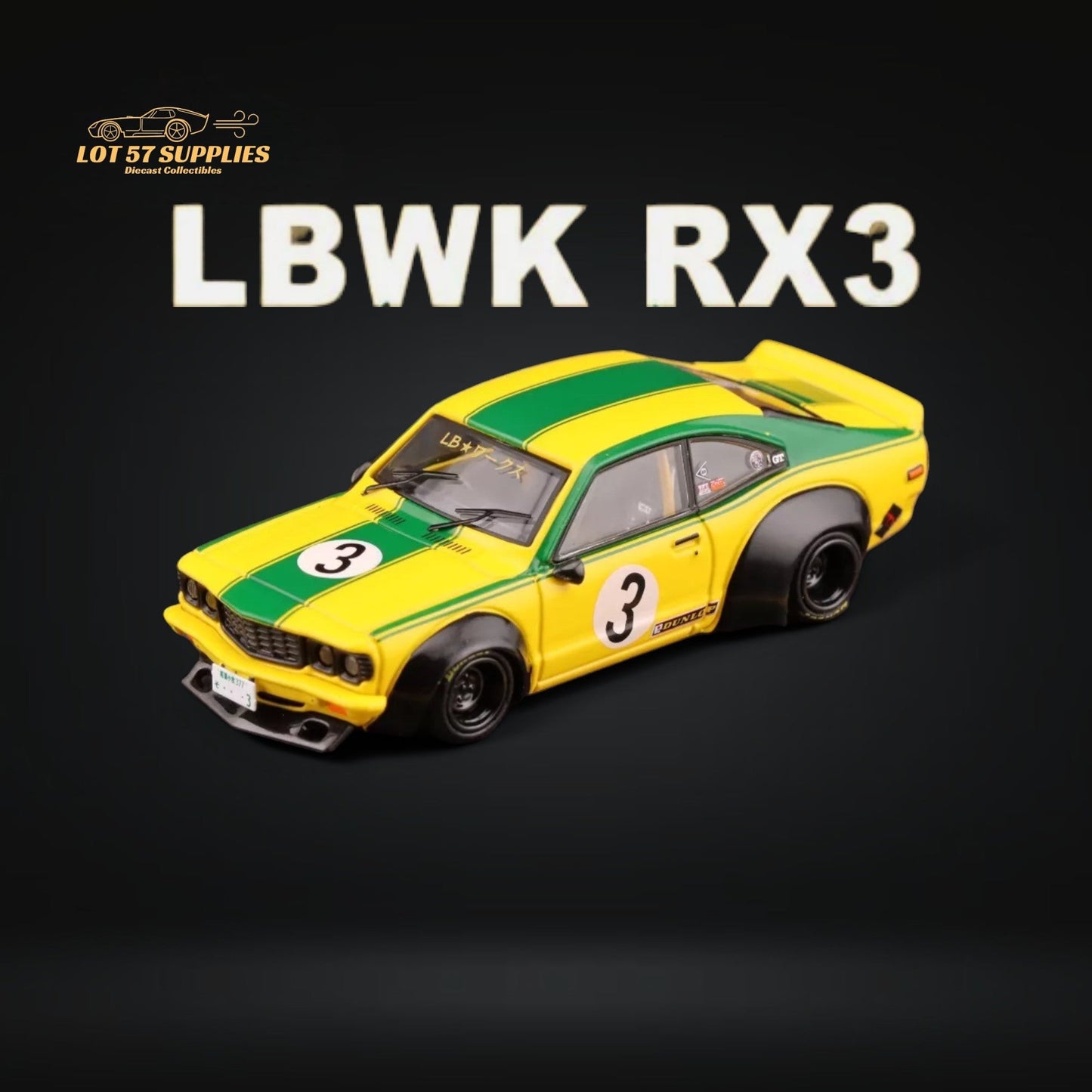 Inno64 Mazda RX-3 Savanna LBWK Yellow Green #3 1:64 IN64-LBWKRX3-01-0