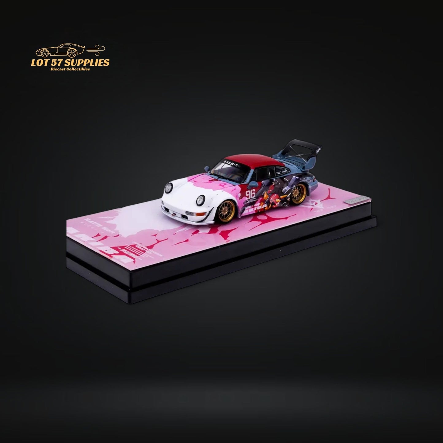 King Model Porsche RWB964 Akiba Mecha livery #96 Gold Rims 1:64 Limited to 499 Pcs-0