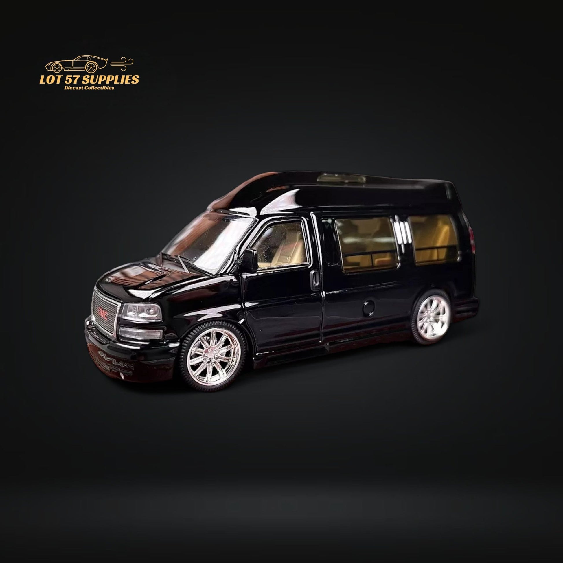 GOC GMC Savana Van Lowered Modified Black 1:64 Limtied to 800 PCS-2