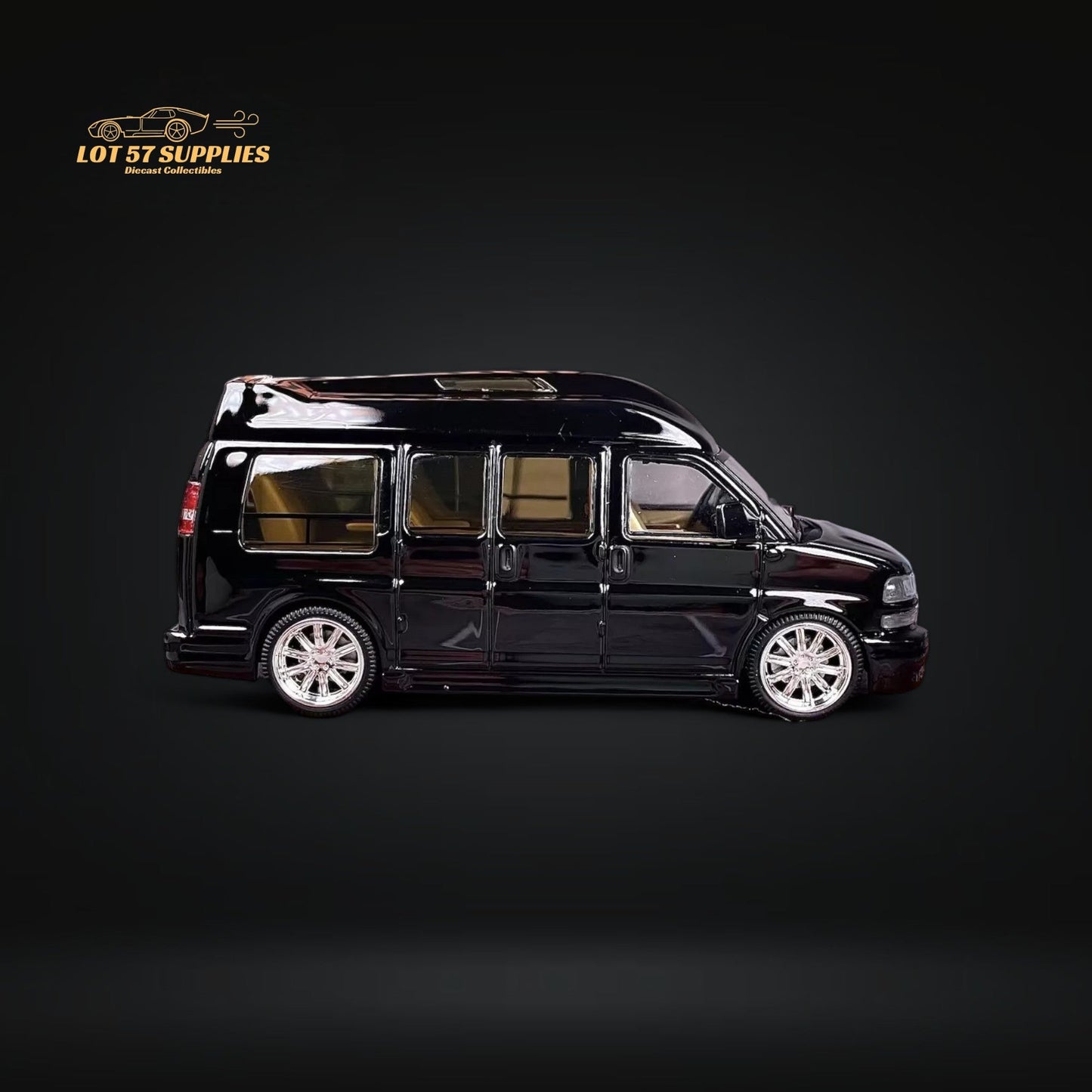 GOC GMC Savana Van Lowered Modified Black 1:64 Limtied to 800 PCS-3