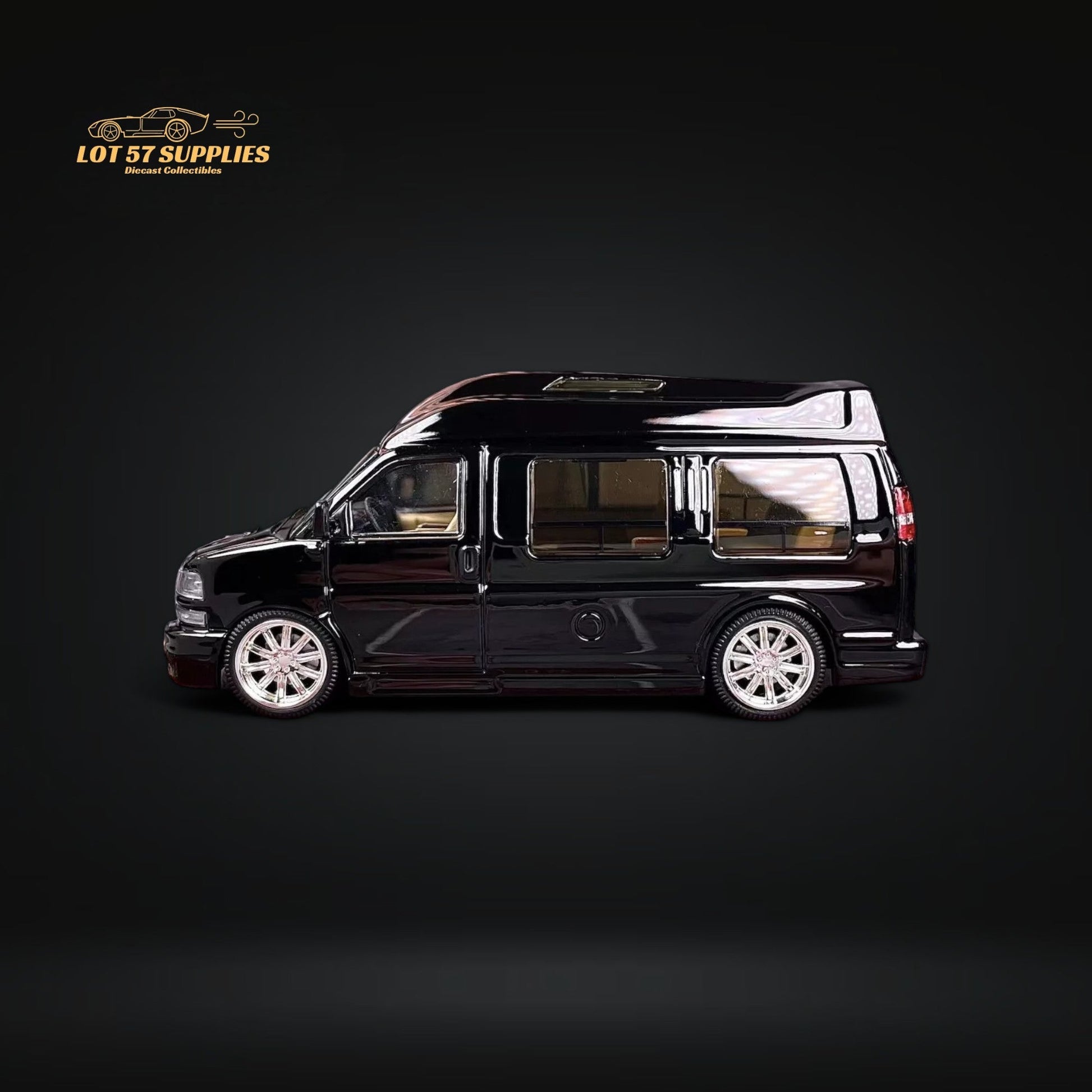 GOC GMC Savana Van Lowered Modified Black 1:64 Limtied to 800 PCS-4