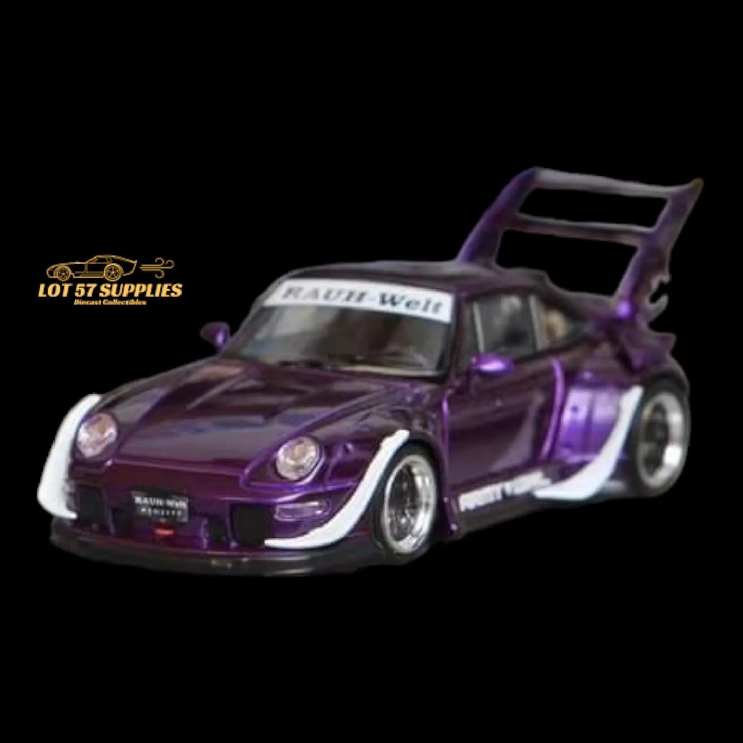 Street Weapon Porsche RWB 993 PURPLE ARMY GIRL GT HIGH WING 1:64-0