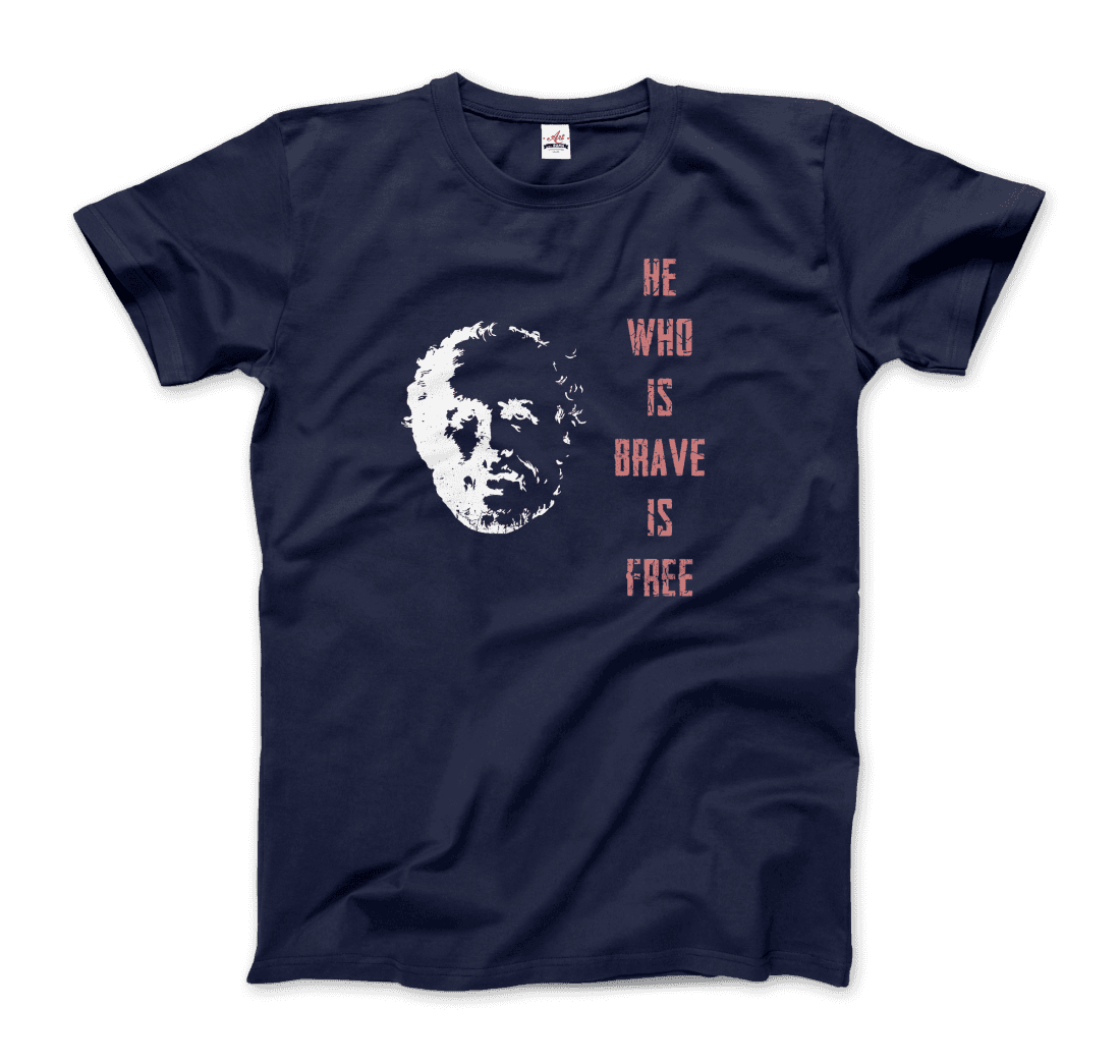 Seneca Famous Stoic Quote- He Who is Brave is Free - T-Shirt-8