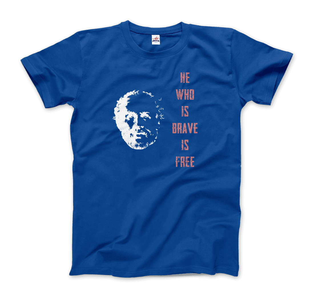 Seneca Famous Stoic Quote- He Who is Brave is Free - T-Shirt-11