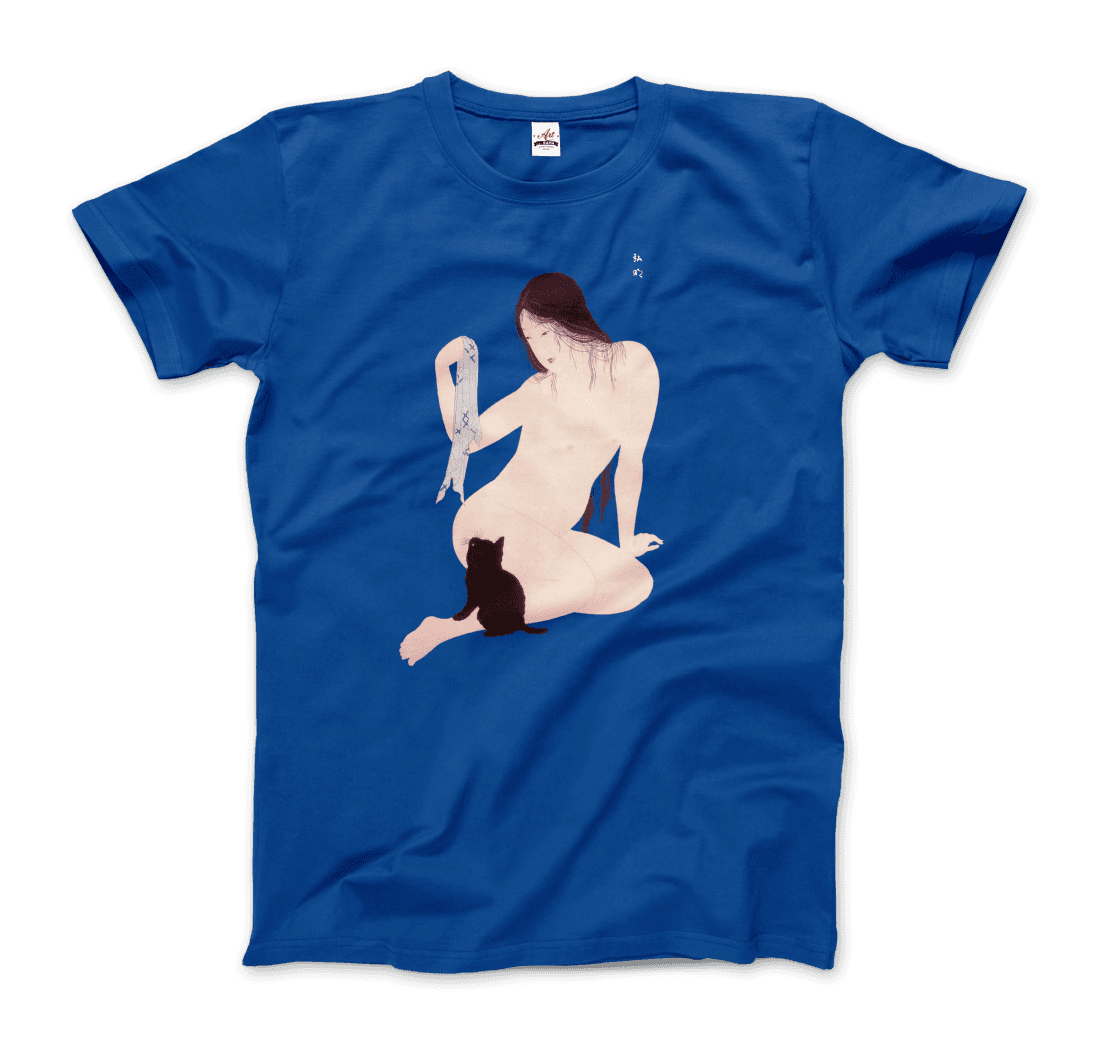 Takahashi Hiroaki - Nude Playing with a Cat, 1927 Artwork T-Shirt-11