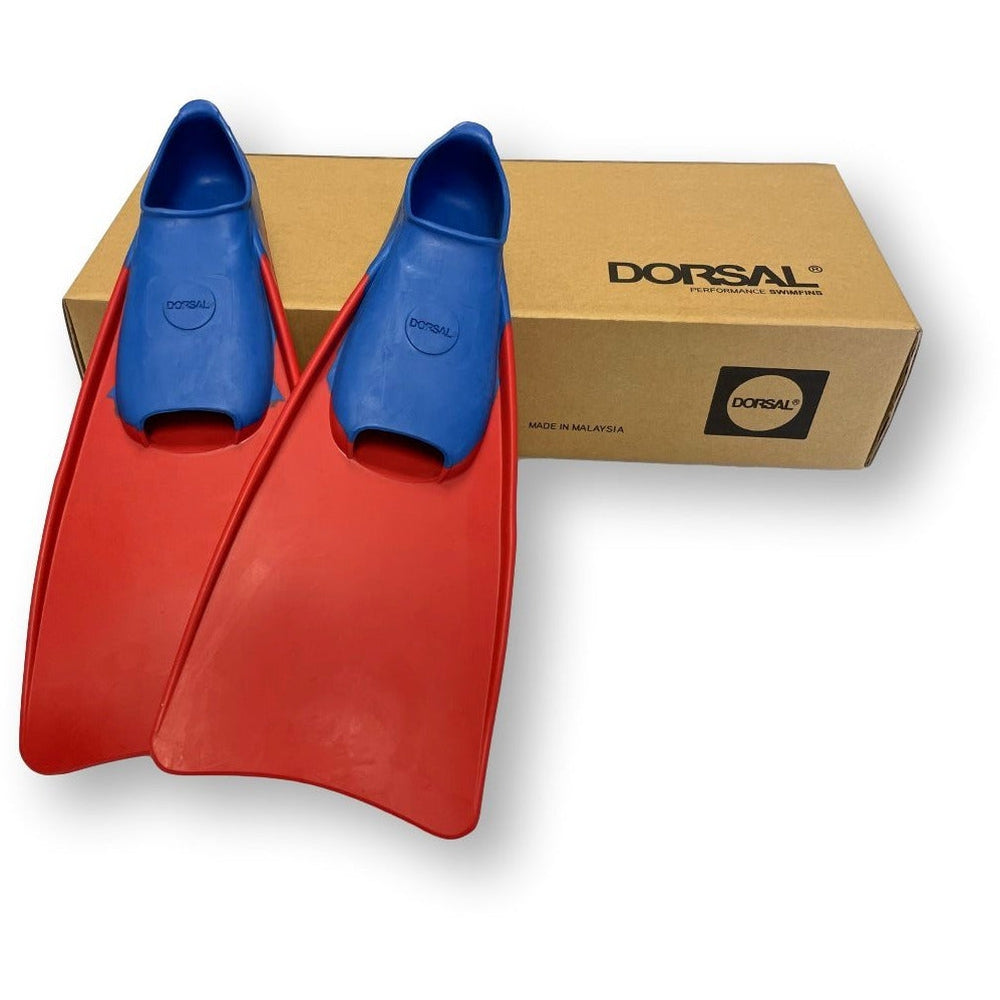 DORSAL Floating Long Swim Fins, Blue/Red, XXS (Jr. 10-12)-0